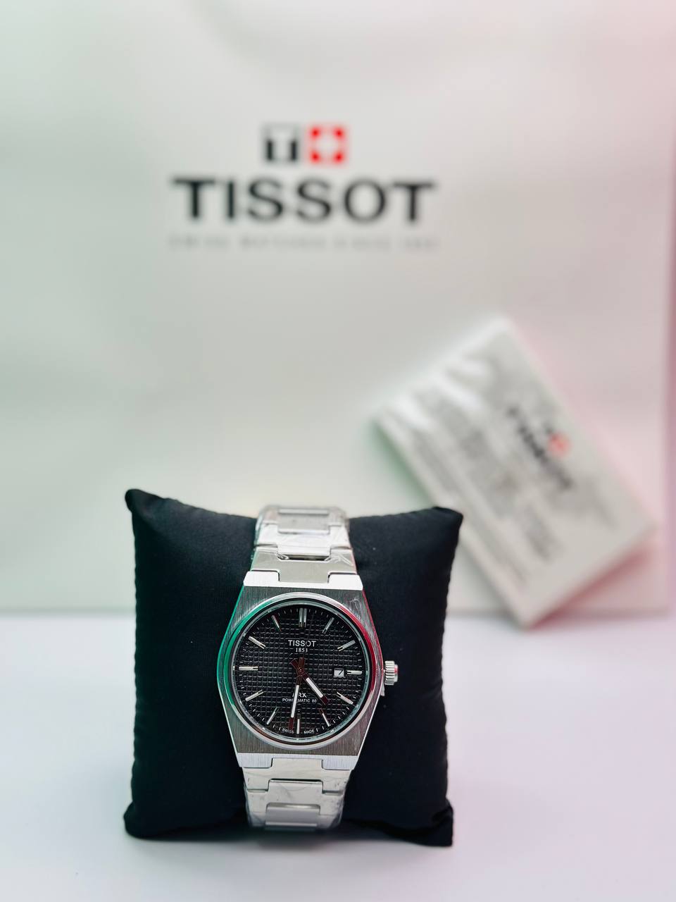 Tissot acier tableau noir